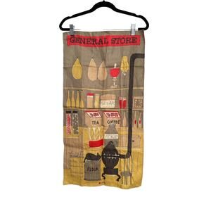 Vintage Vera Neumann Linen Towel General Store Shelves Lady Bug Logo Potbelly